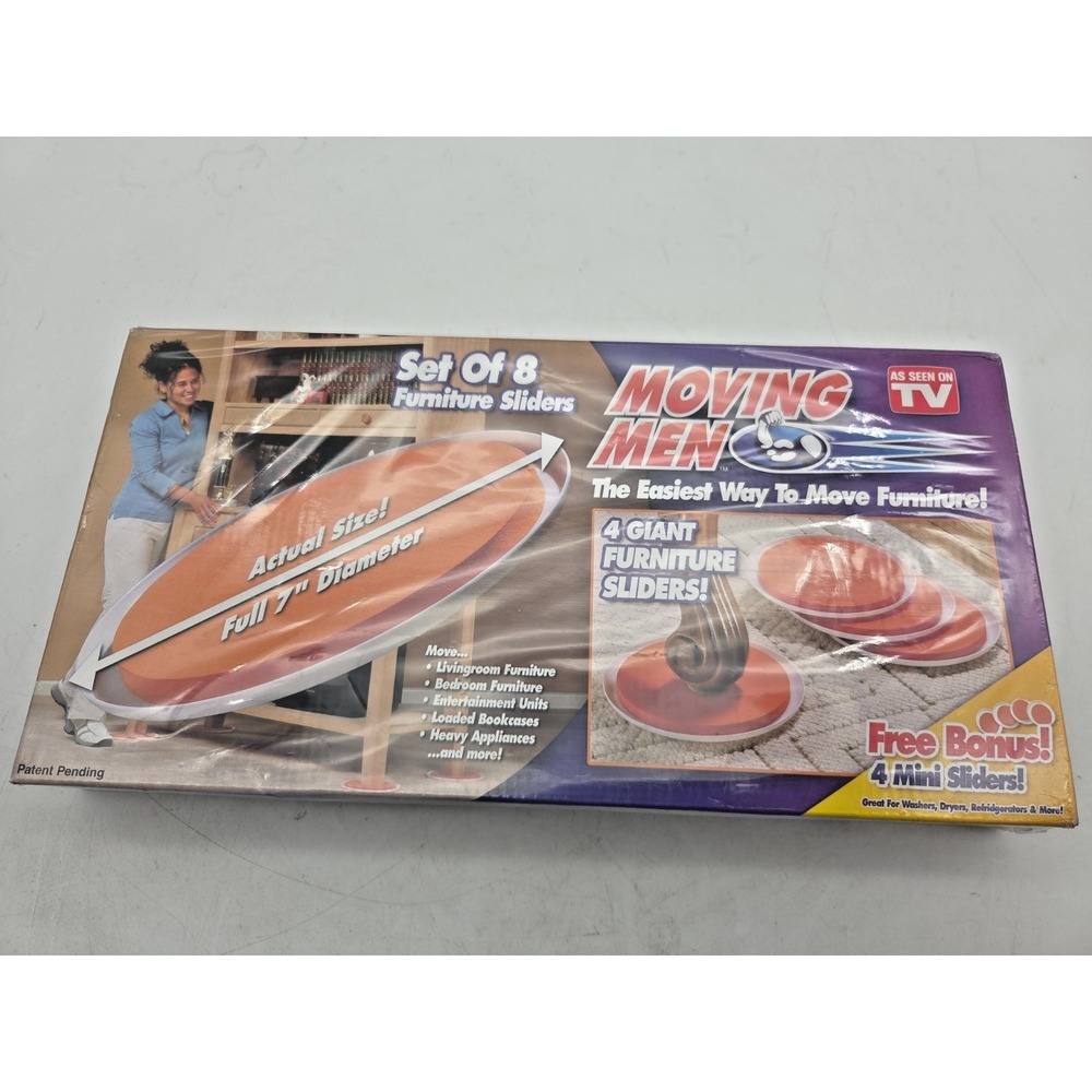 Moving Men Set of 8 Furniture Sliders 4 Giant & 4 Mini As Seen on TV New Sealed